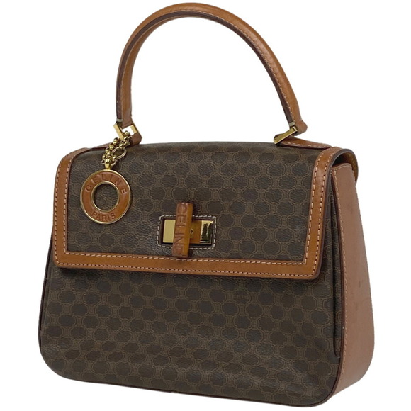 Celine Macadam Pattern 2WAY Canvas Turn Lock Shoulder Handbag Brown - Picture 1 of 7